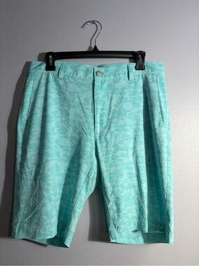 Peter Millar Aqua Patterned Golf Shorts